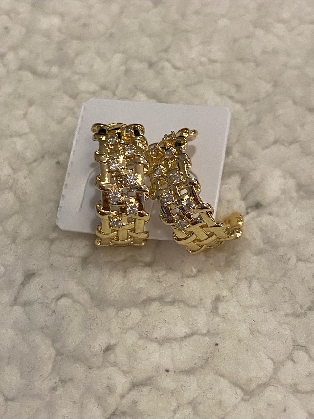 Gold Tone Crystal Hoop Earrings